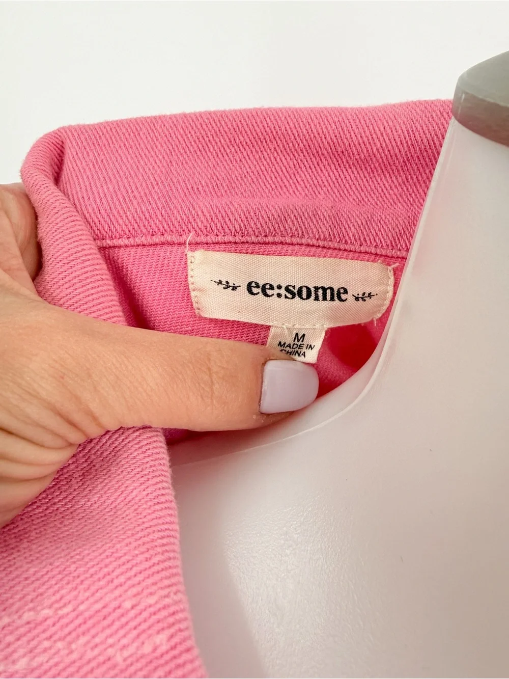 eesome Bubblegum Pink Distressed Denim Jacket - Picture 4 of 5